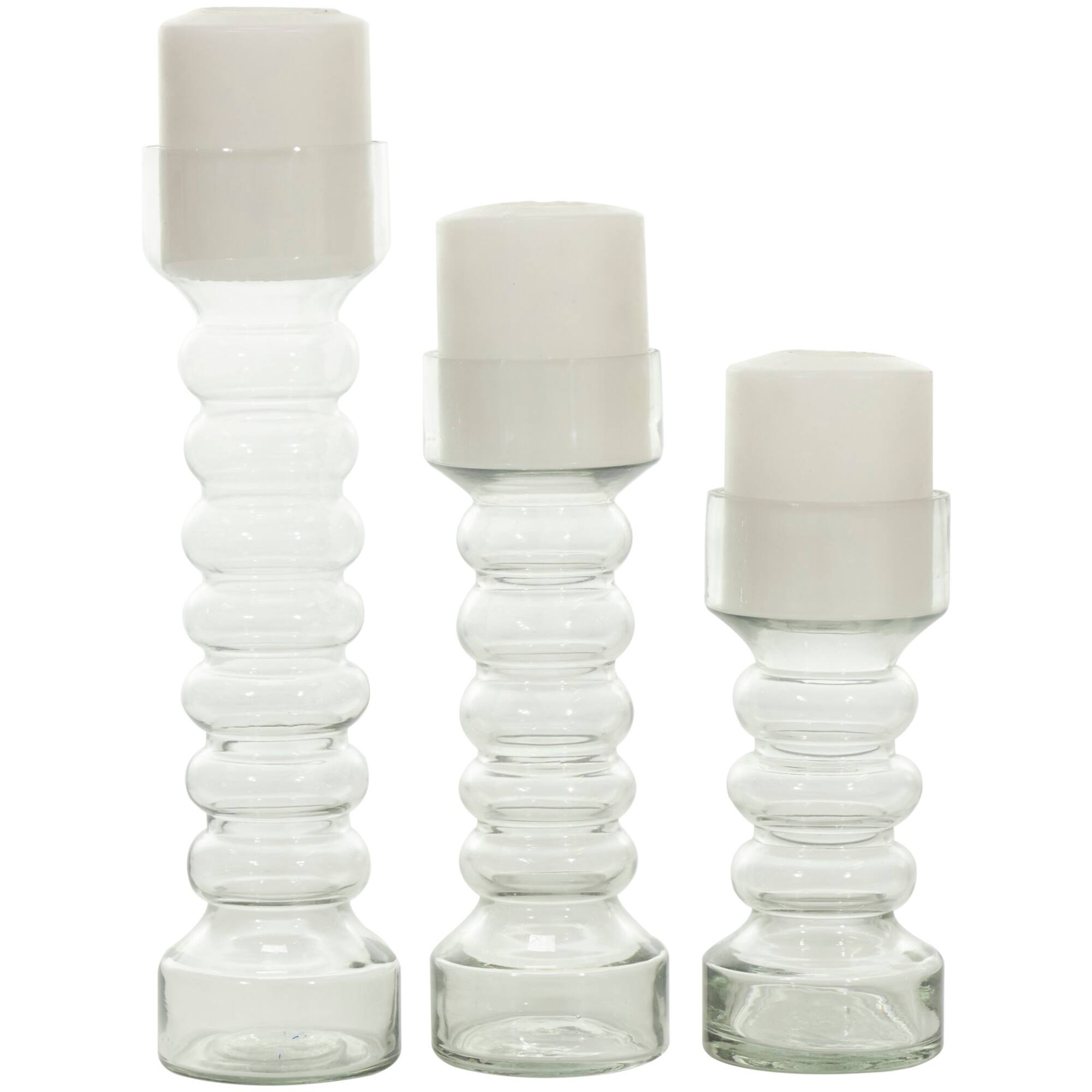 Clear Glass Candle Holder Set